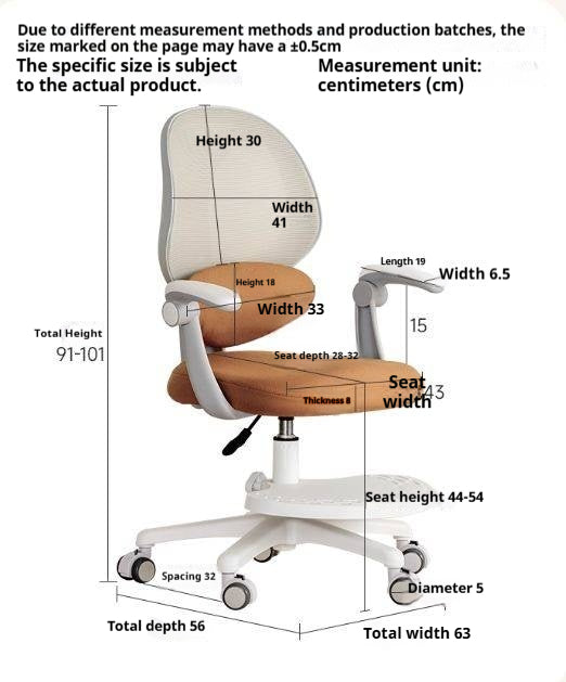 Children's Study Chair with Adjustable Backrest and Adjustable Lift