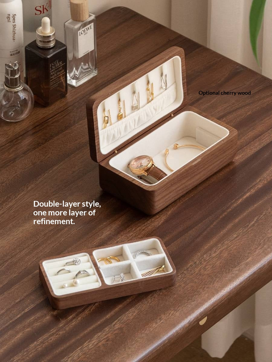 Black Walnut, Cherry Solid Wood Jewelry Box