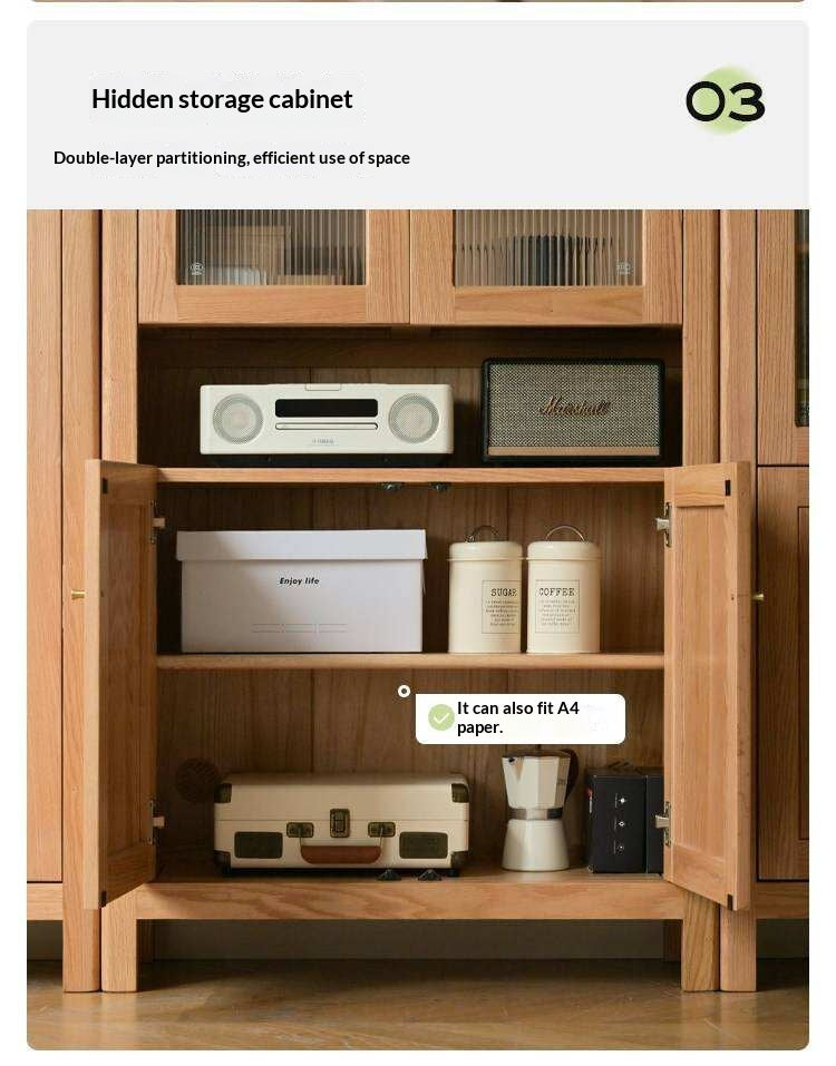 Oak, Solid Rubberwood Modern Minimalist Combination Bookcase