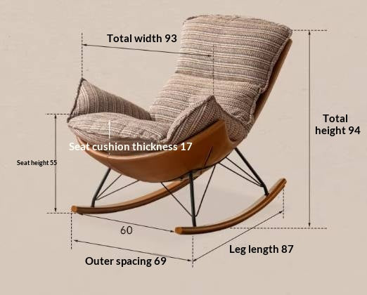 Egg Shell Lounge Chair with Rocking Base, Upholstered Cocoon Accent Chair Beech Legs