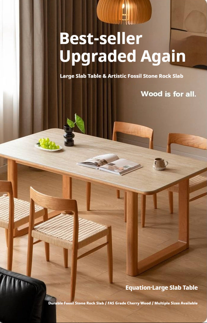 Cherry Solid Wood Retro Rock Board Dining Table