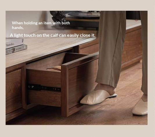 Black Walnut, Oak Solid Wood Floor Standing Antique Slab Design TV Cabinet