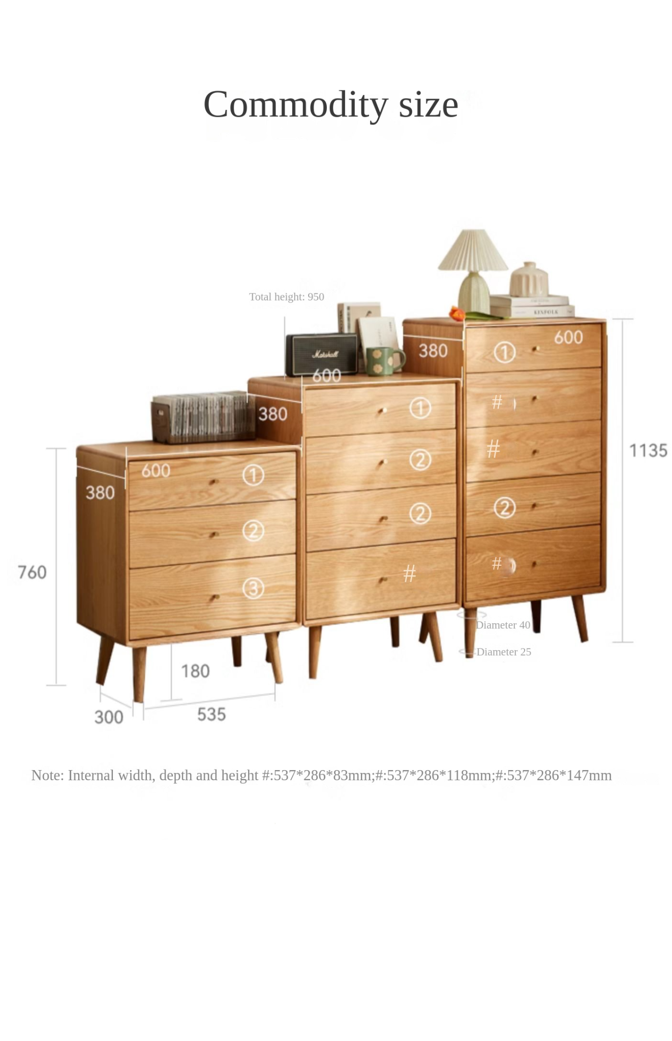 Oak Chest of Drawers Storage Cabinet