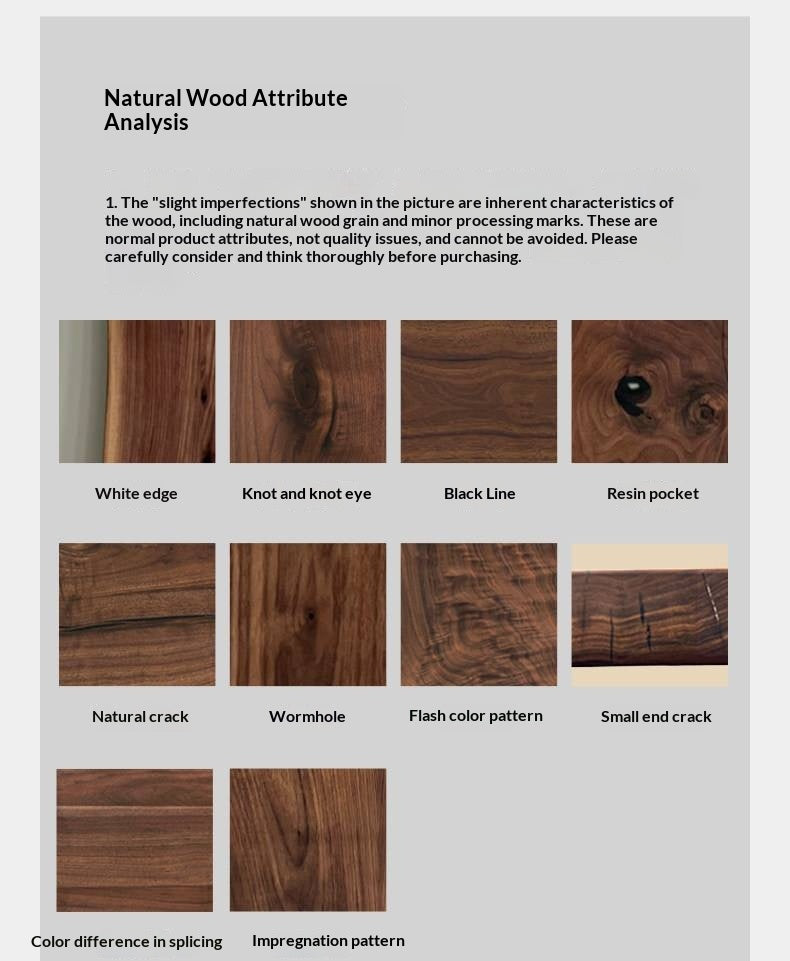 Ash, Black Walnut Solid Wood Dining Table with Wide Board and Natural Edges