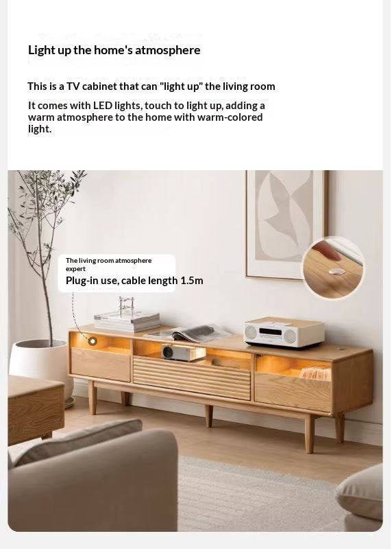 Ash Solid Wood Floor Modern Rock Board TV Cabinet.