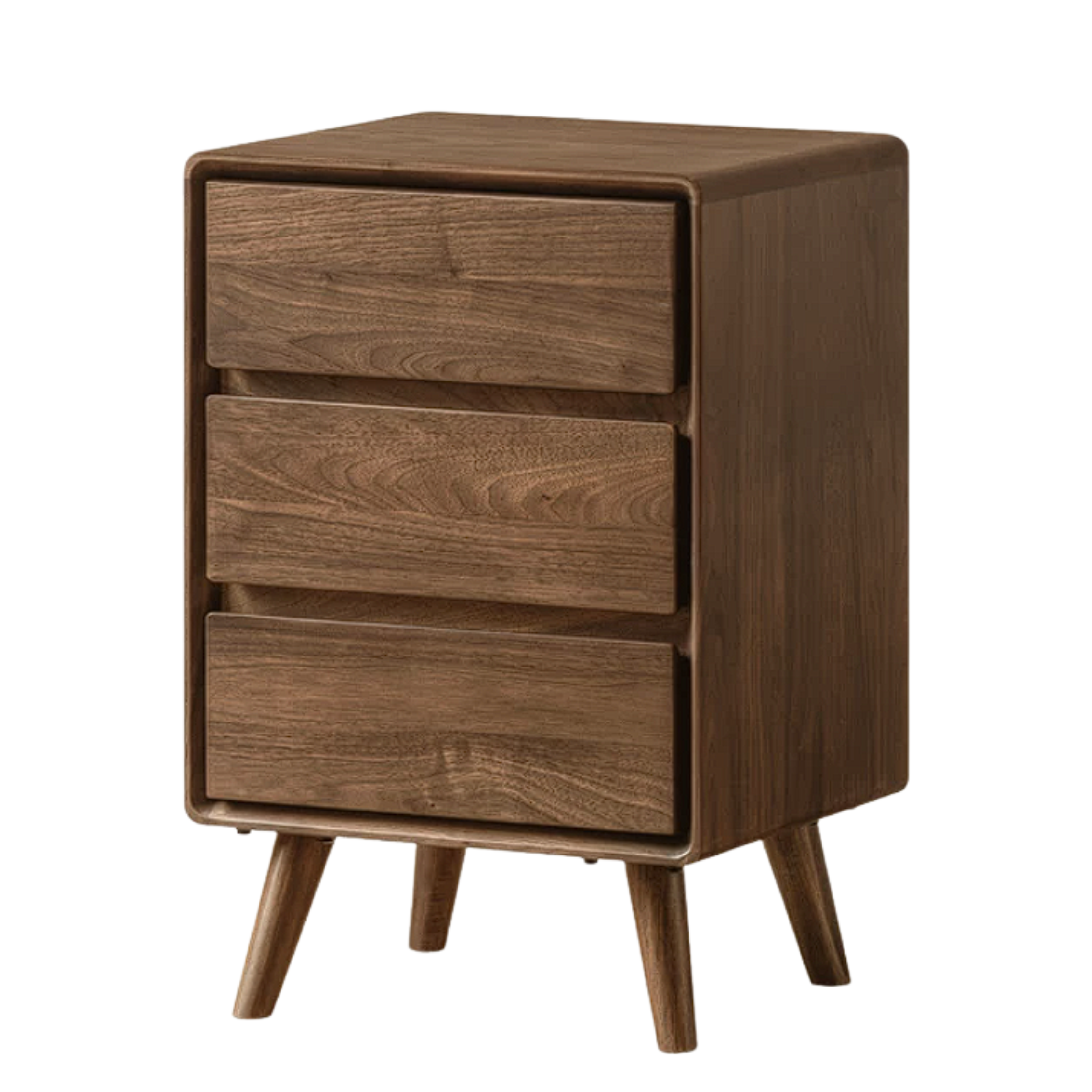 Black Walnut, South American Walnut, White Ash, Oak, Red Zebrawood Solid Wood Classic Nightstand.