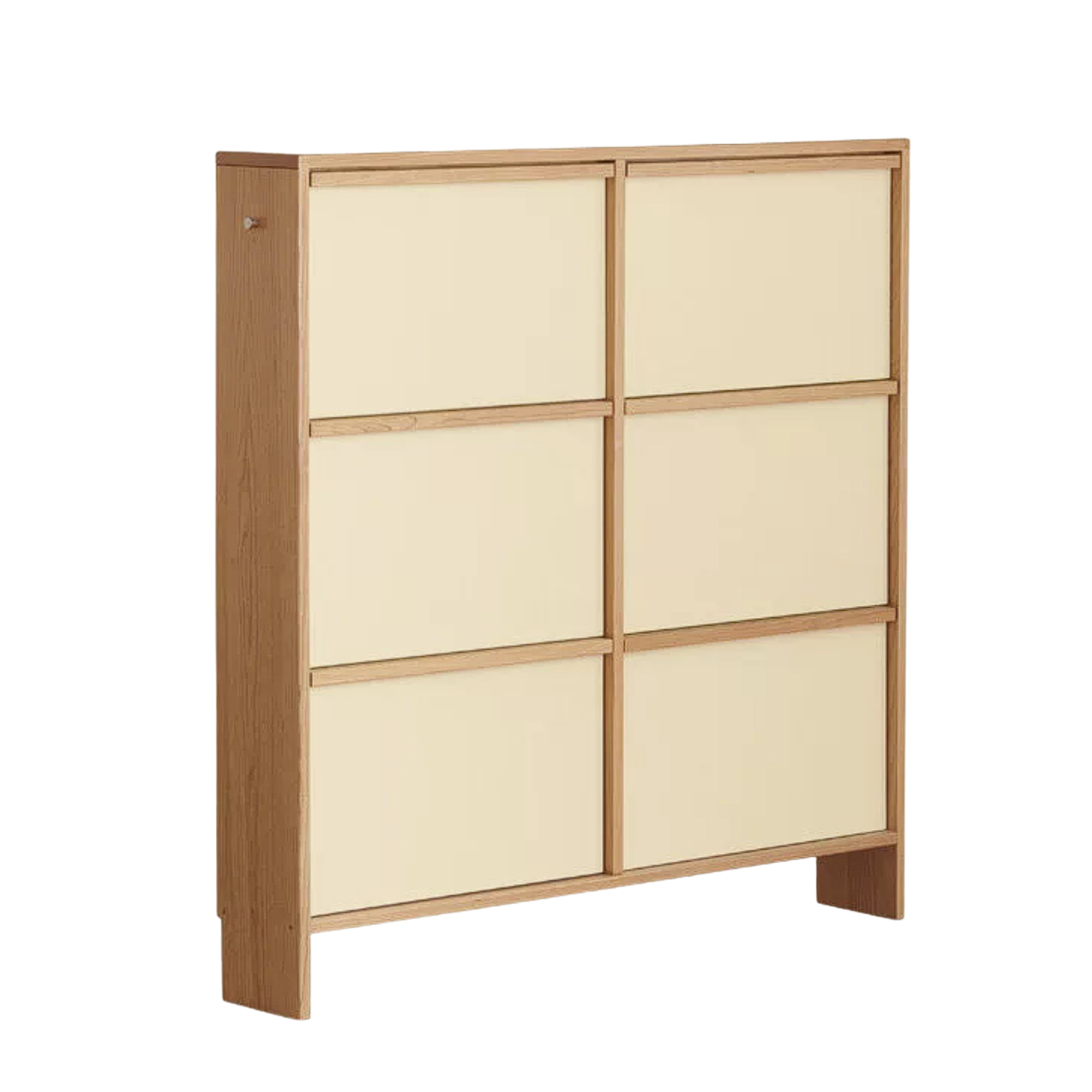 Cherry Solid Wood Entrance Shoe Cabinet with Ultra-Slim Design and Flip Door Storage