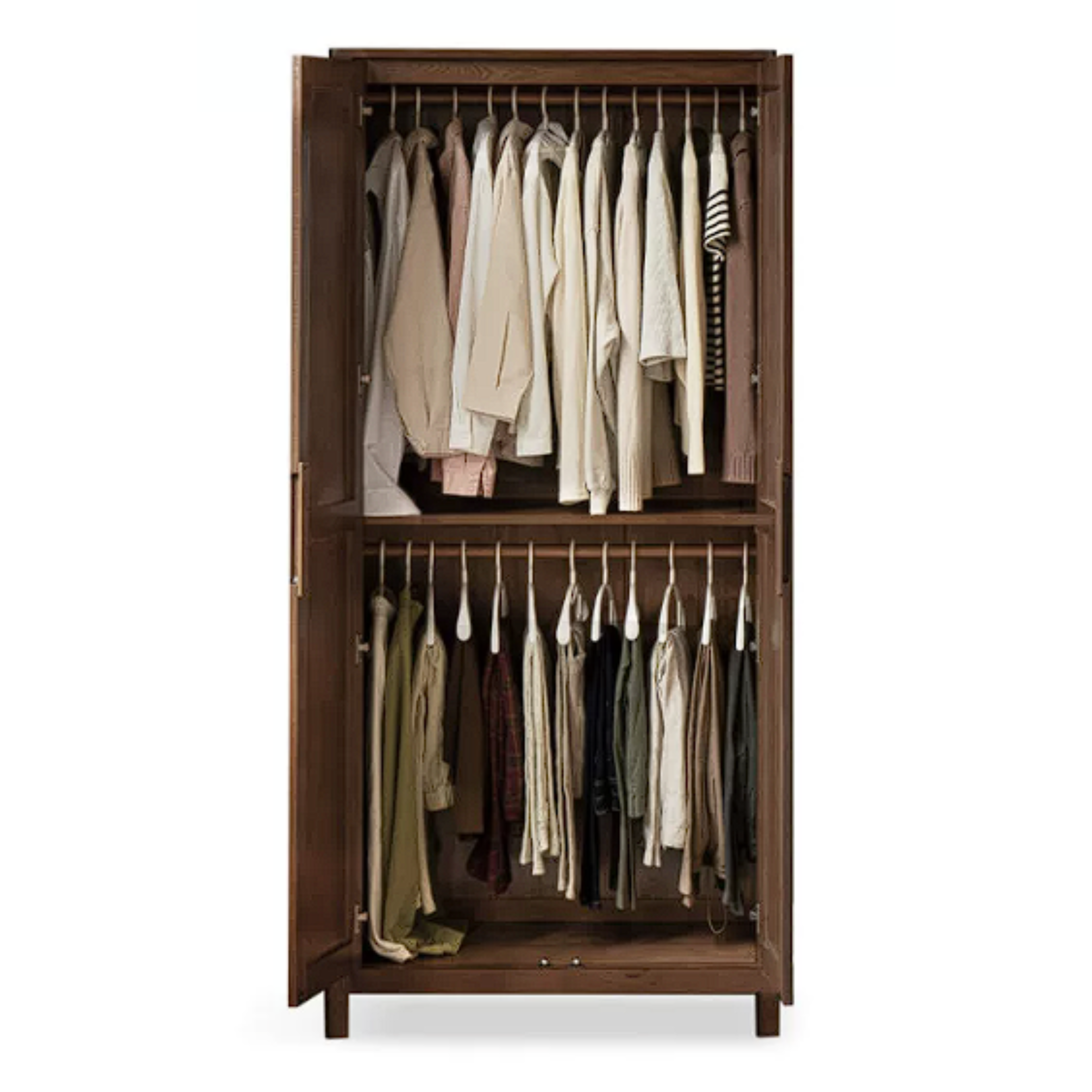 Oak Solid Wood Walnut Color Wardrobe.