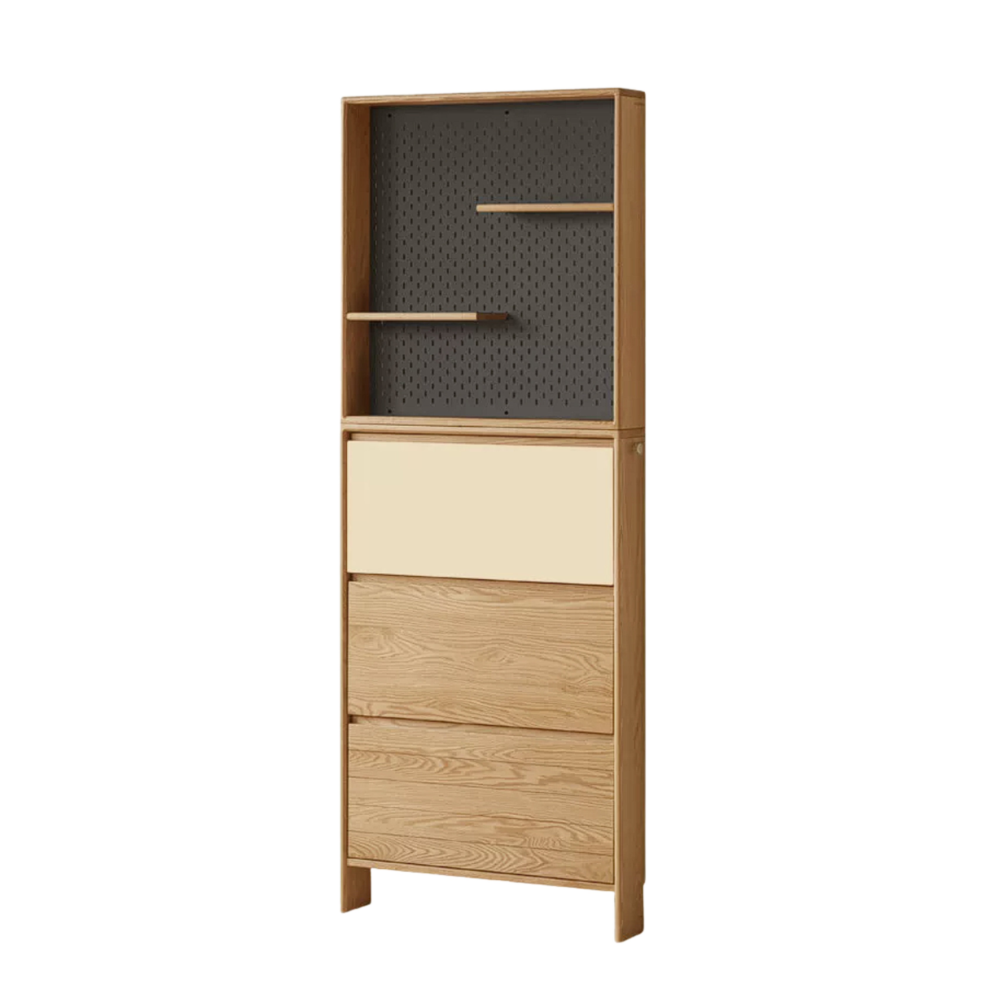 Oak Solid Wood Ultra-Thin Shoe Cabinet with Flip Door and Modern Entrance Design