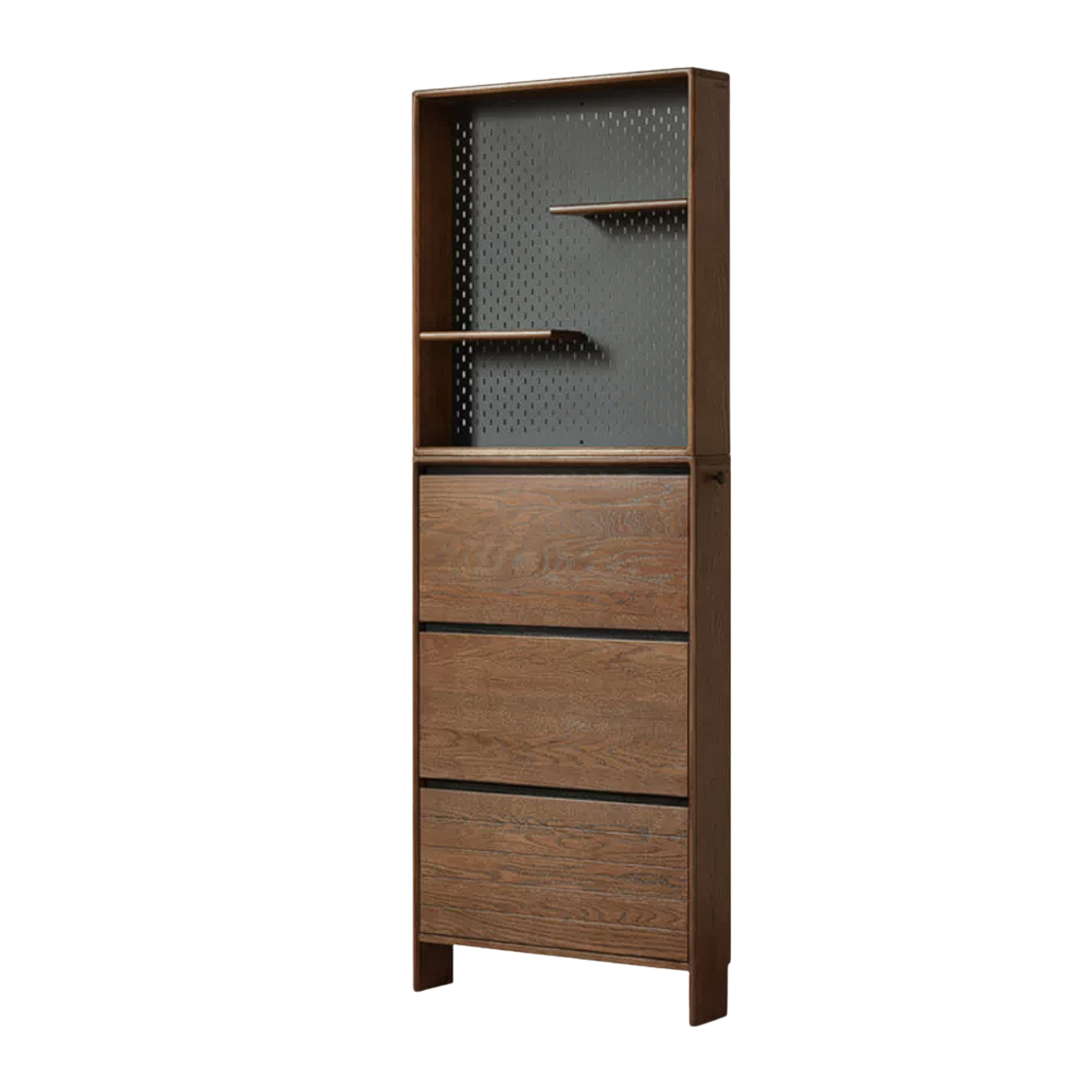 Oak Solid Wood Shoe Cabinet with Ultra-Thin Flip-Top Design and Entrance Storage