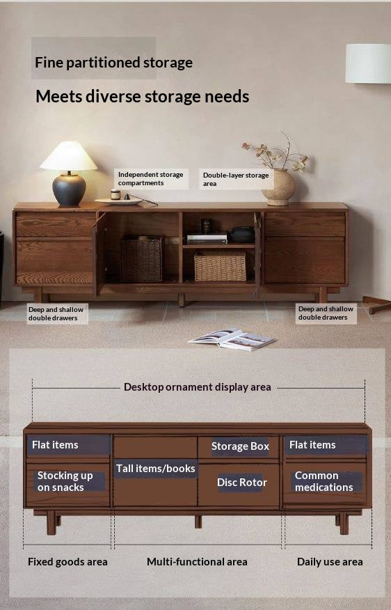 Ash Solid Wood Wabi-sabi Style TV Cabinet