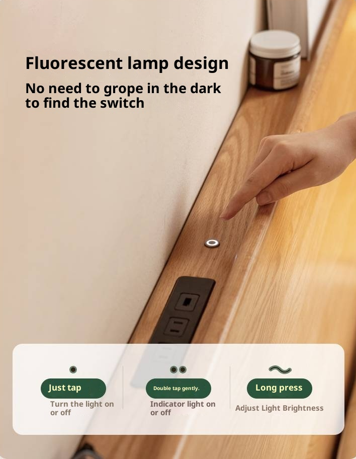 Oak, Ash Solid Wood Luminous Suspended Bed, Nordic Style