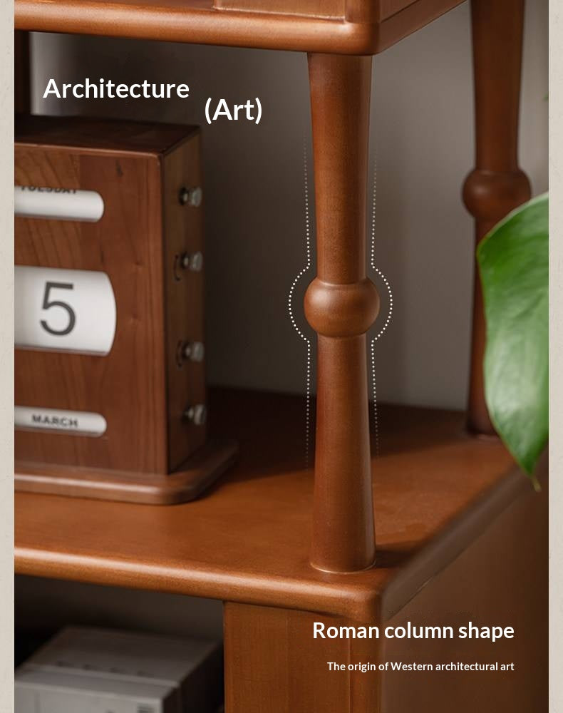 Poplar Solid Wood French Retro Bookshelf with Display Shelf