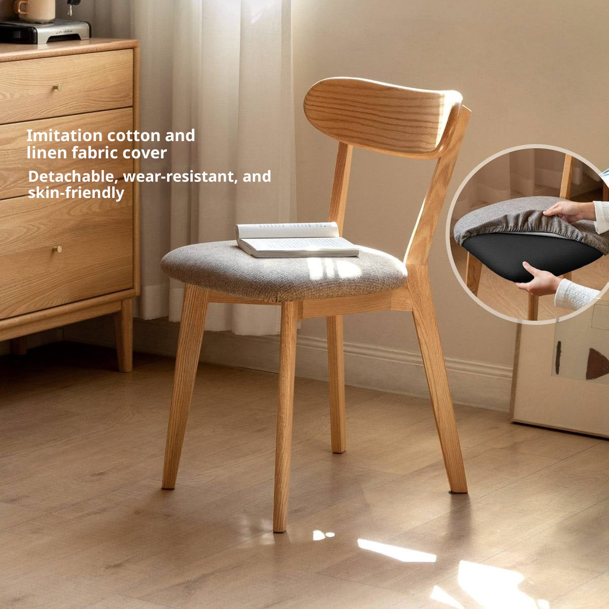 Oak Solid Wood Backrest Dining Chair