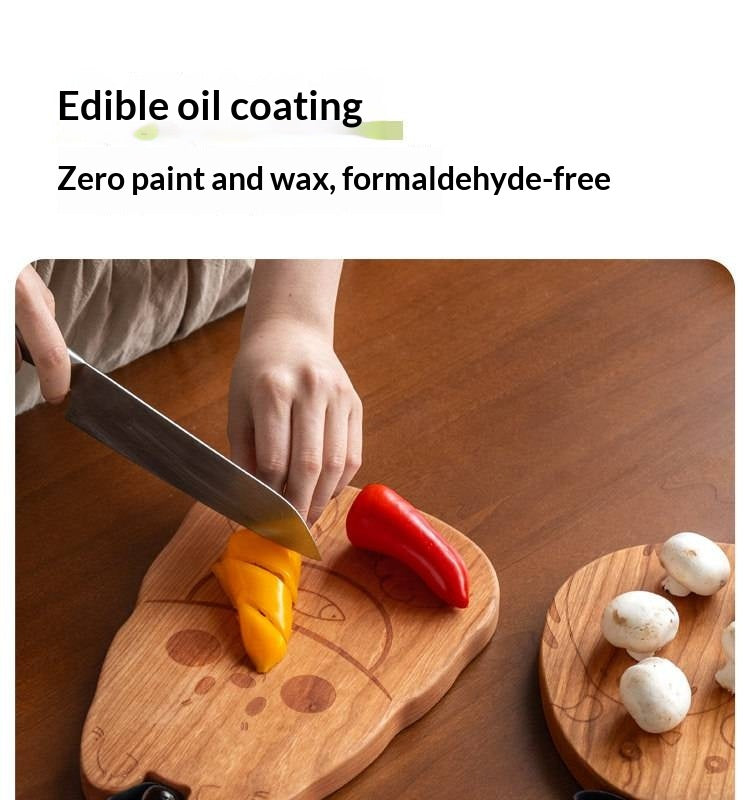 Cherry Solid Wood Pet-Shaped Cutting Board and Baby Food Plate
