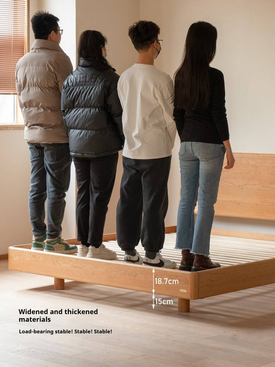 Cherry Solid Wood Bed Modern Style