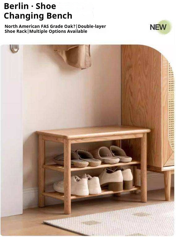 Oak Solid Wood Shoe Wearing Stool