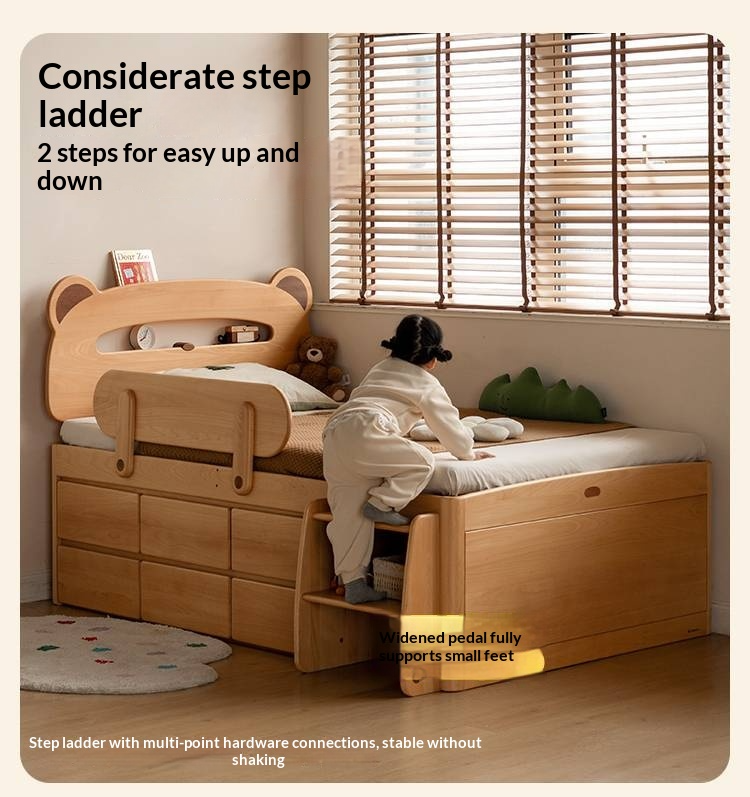 Beech Solid Wood Children's Night Light Storage Loft Bed