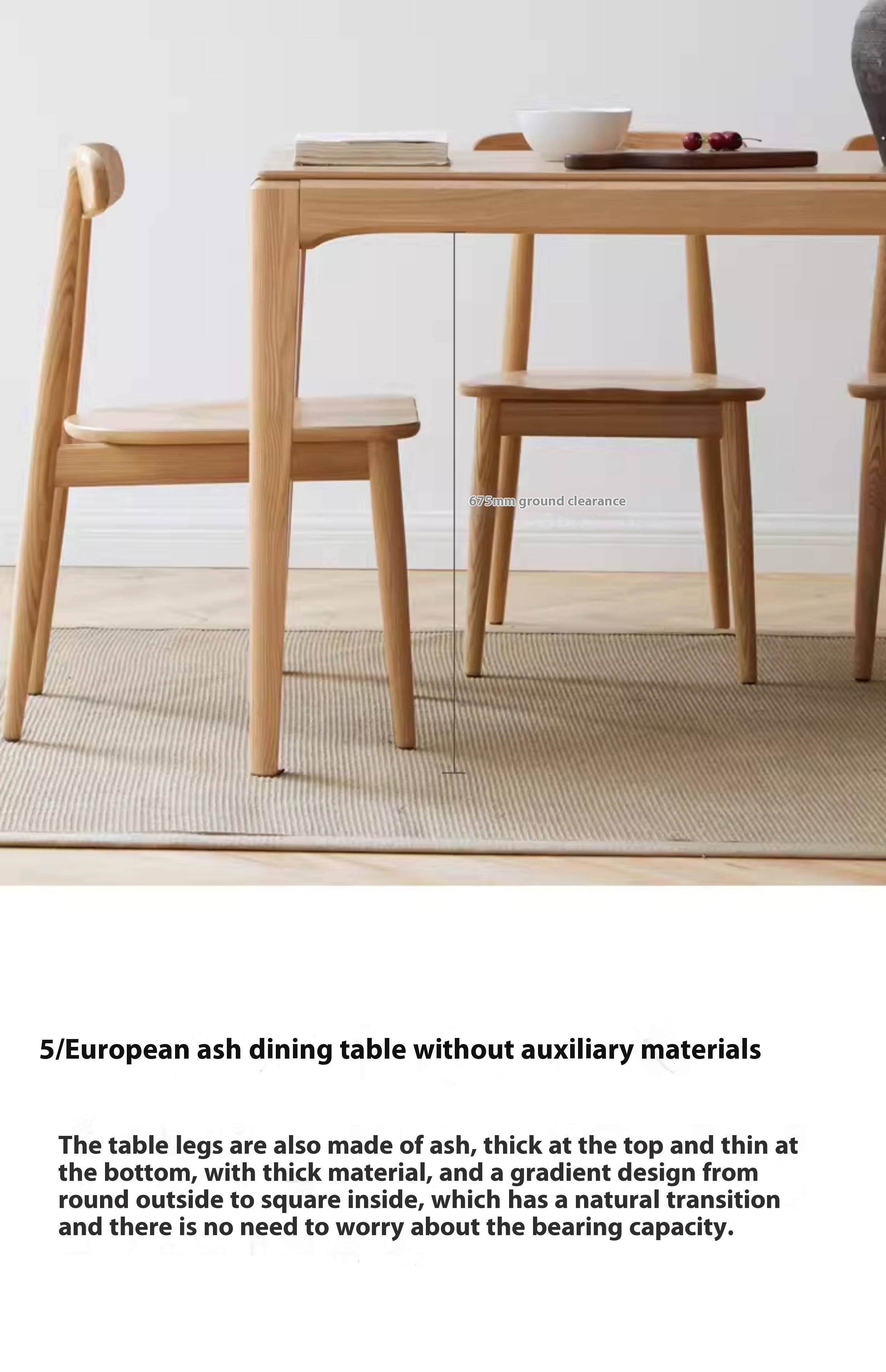 Ash Solid Wood Rectangular Modern Dining Table