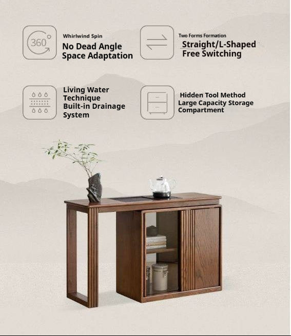 Ash Solid Wood Retractable Office Desk