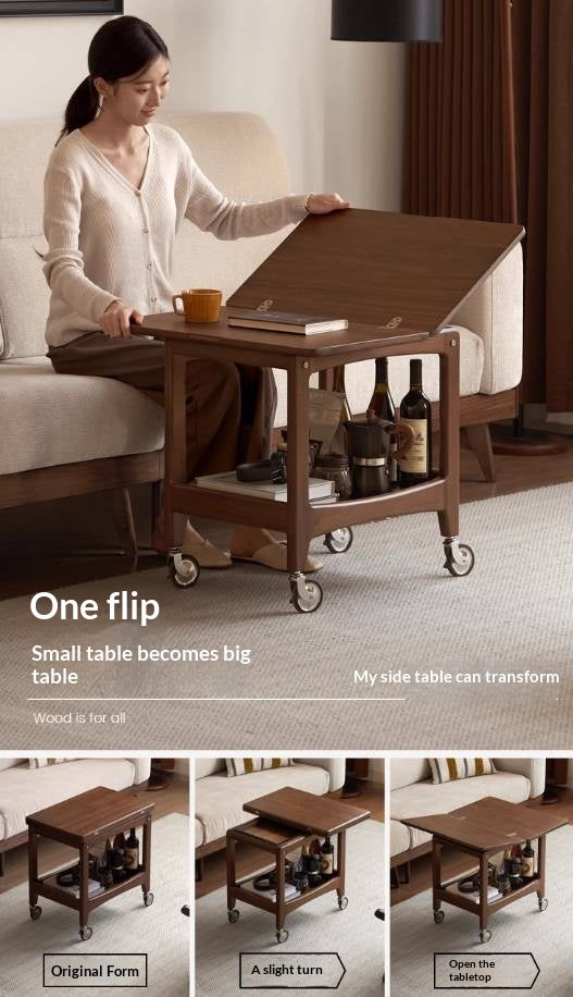 Black Walnut Solid Wood Movable Folding Modern Side Table