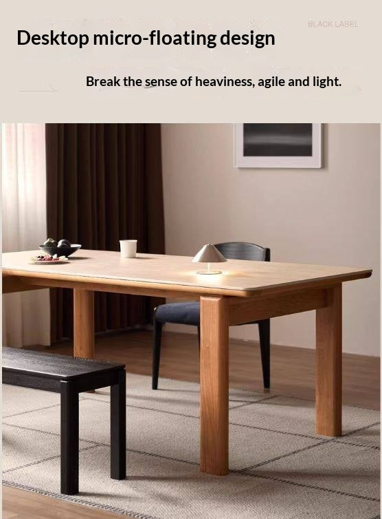 Cherry Solid Wood Vintage Style Slab Dining Table with Sintered Stone Top