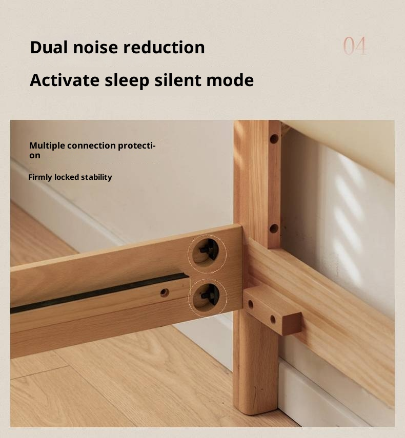 Beech Solid Wood Genuine Leather Soft Headboard Bed