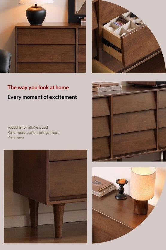 Solid Rubberwood Antique Style Chest of Drawers