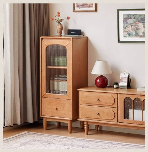 Cherry Solid Wood Vintage Style Side Cabinet