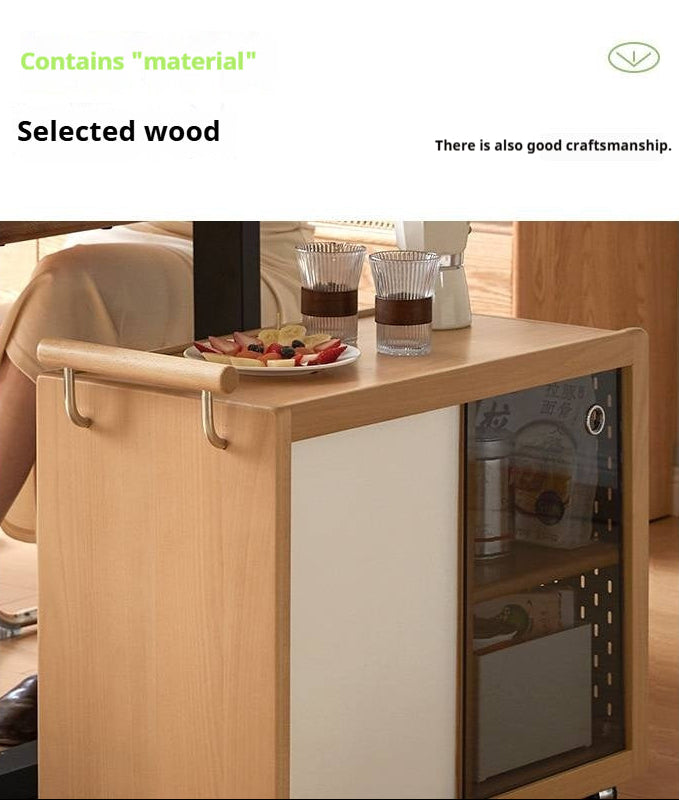 Beech Solid Wood Modern Corner Mobile Side Table