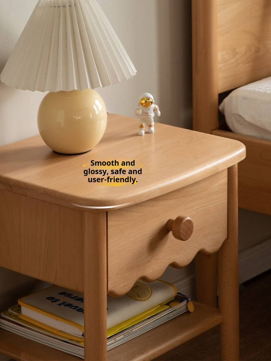 Beech, Red Oak Solid Wood, Solid RubberWood  Kids Nightstand
