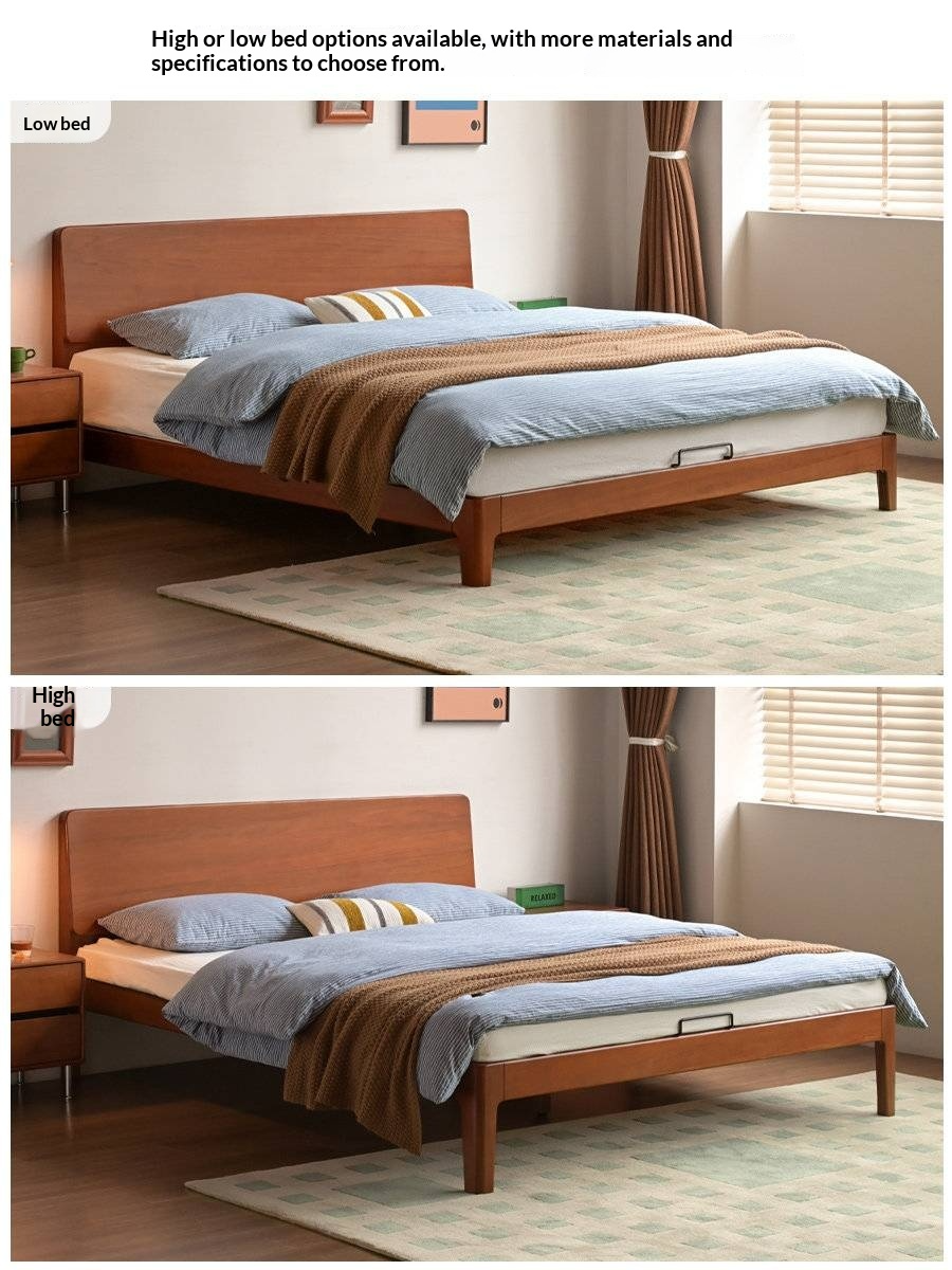 Poplar Solid Wood Bed — Retro Edge Vintage Slab Bed