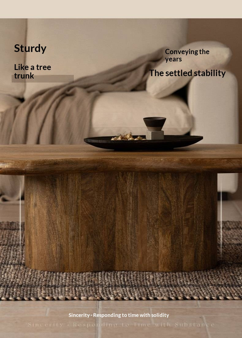 Mango Solid Wood Wabi Sabi Coffee Table with Irregular Cloud Design