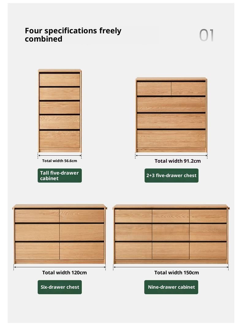 Oak Solid Wood Modern Minimalist Chest of Drawers