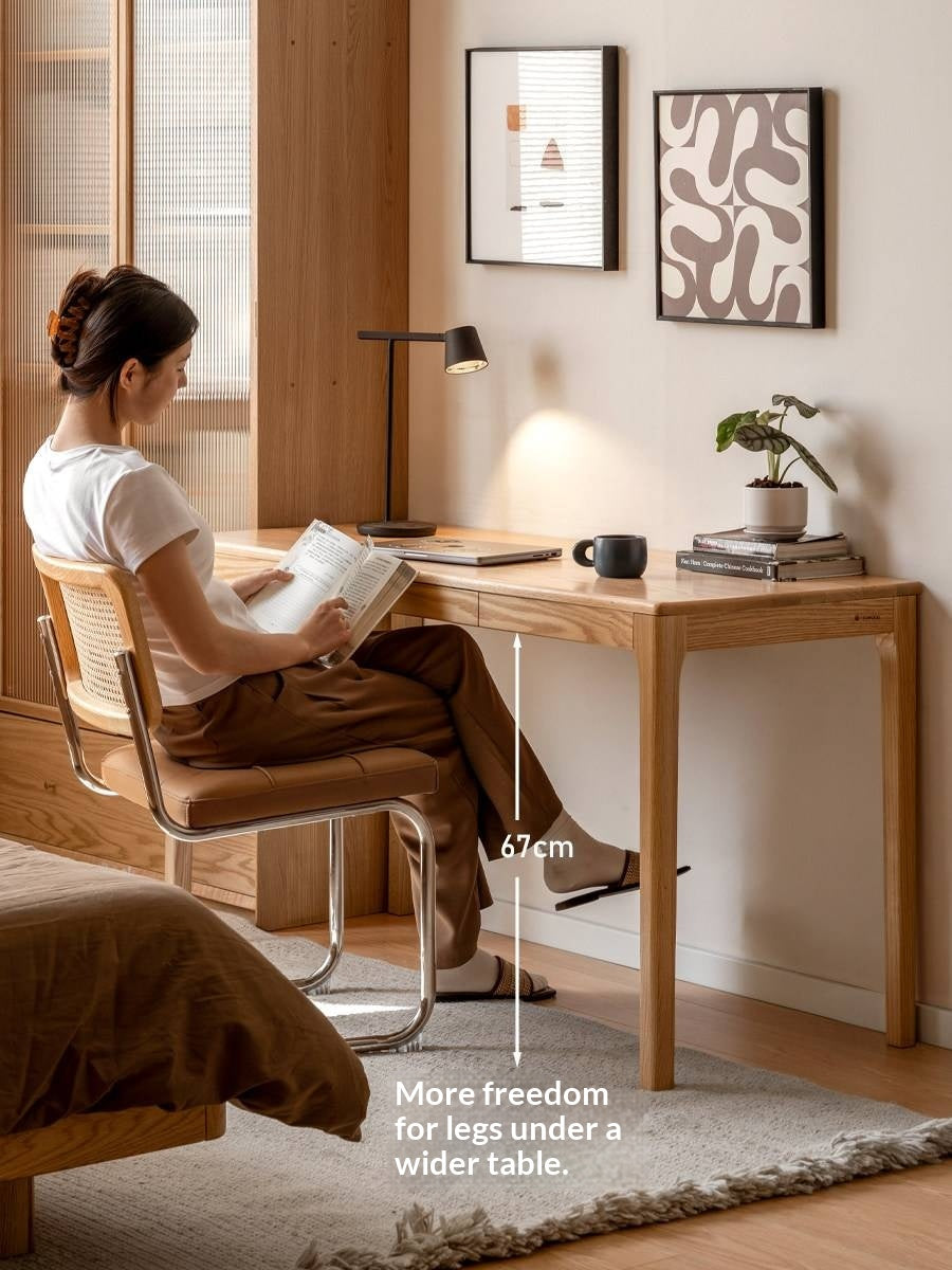 Oak, Beech Solid Wood Office Desk with drawers