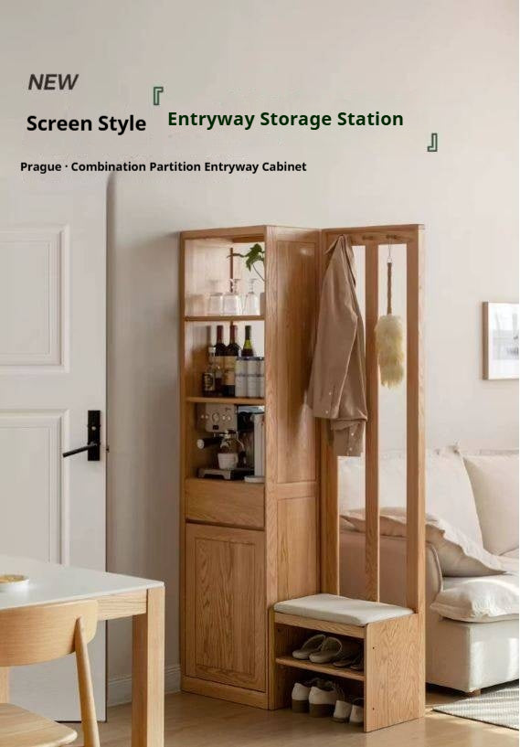 Oak Solid Wood Entry Shoe Cabinets Hall Entrance Cabinet