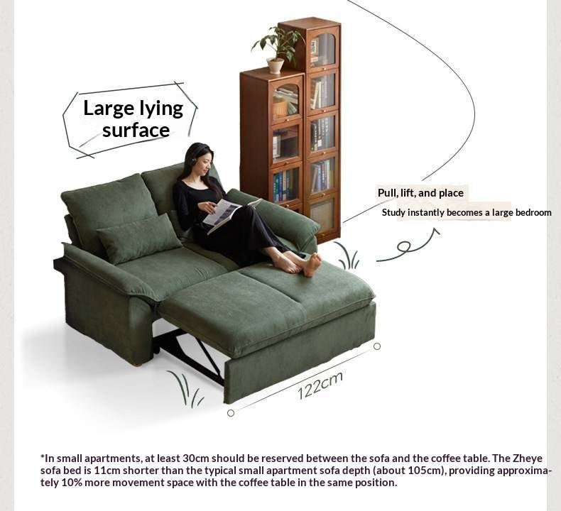 Corduroy Loveseat Sofa with Pull-Out Chaise and Adjustable Backrest