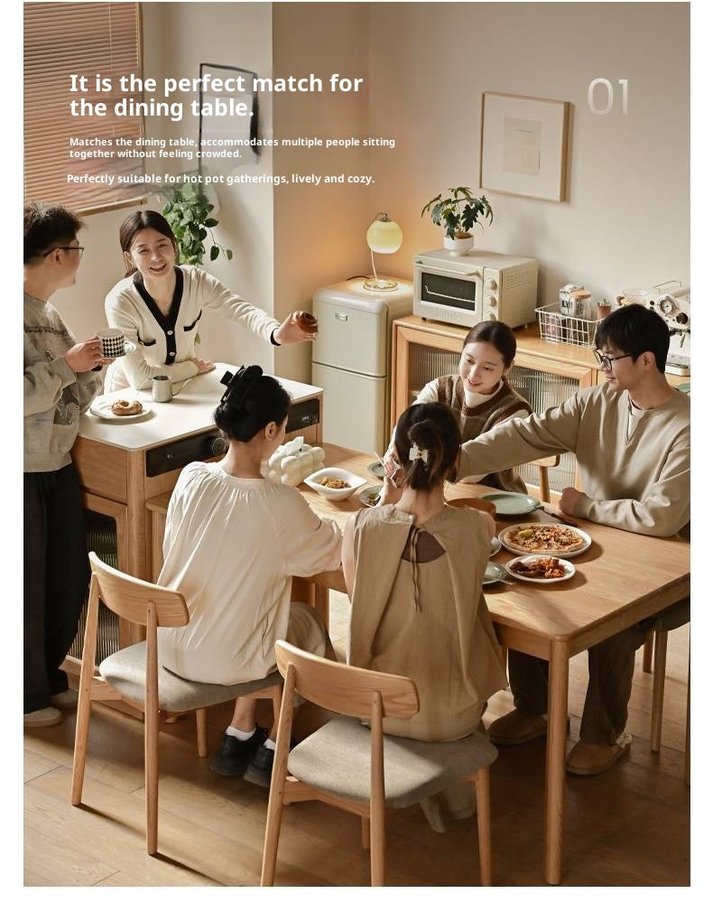 Oak, Beech Solid Wood Modern Rock Plate Island Table