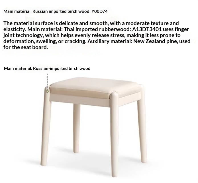 Birch Solid Wood, Solid Rubberwood Modern Simple Makeup Stool