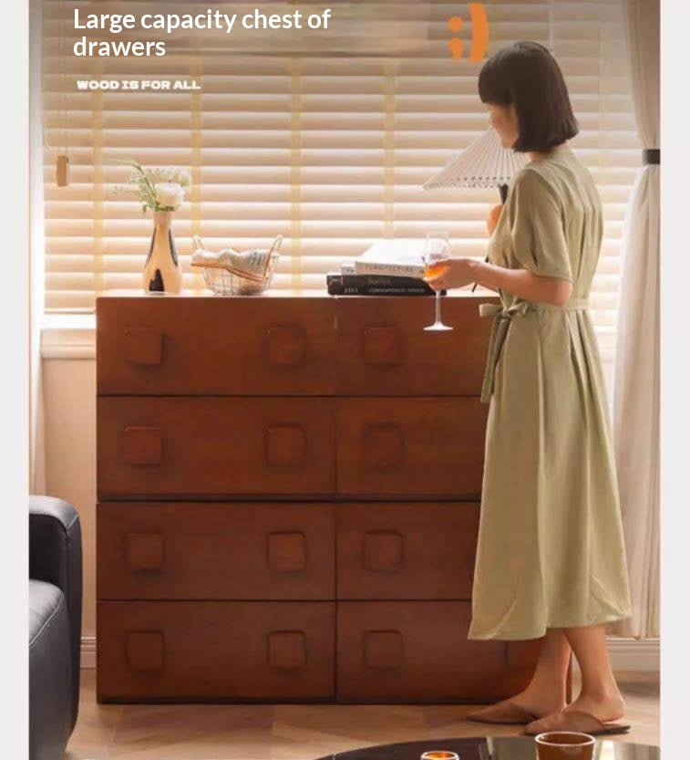 Poplar, Black Walnut, Ash, Cherry, Oak, Birch Solid Wood Retro Module Combination TV Cabinet.