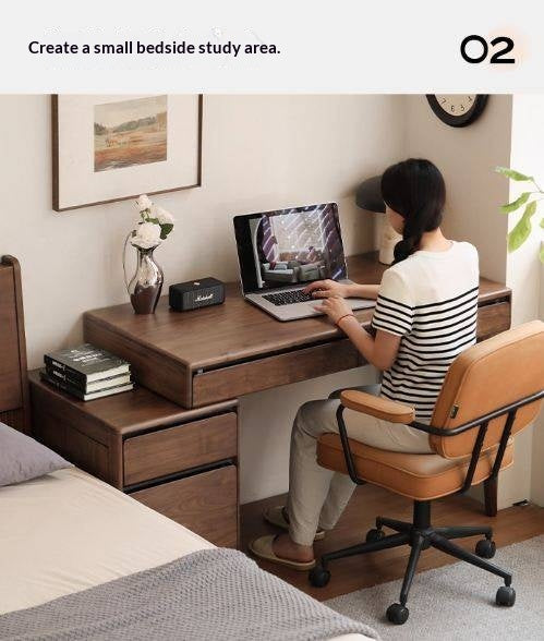 Black Walnut Solid Wood Integrated Desk With Drawer