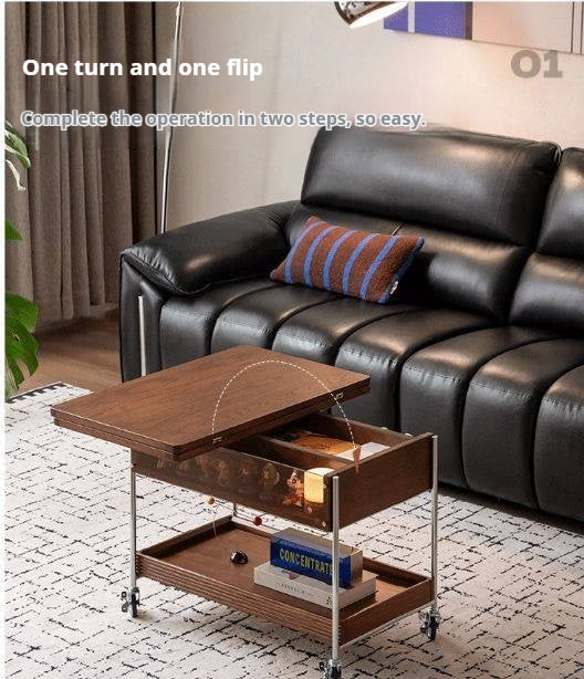 Oak Solid Wood Folding Coffee Table with Minimalist Design