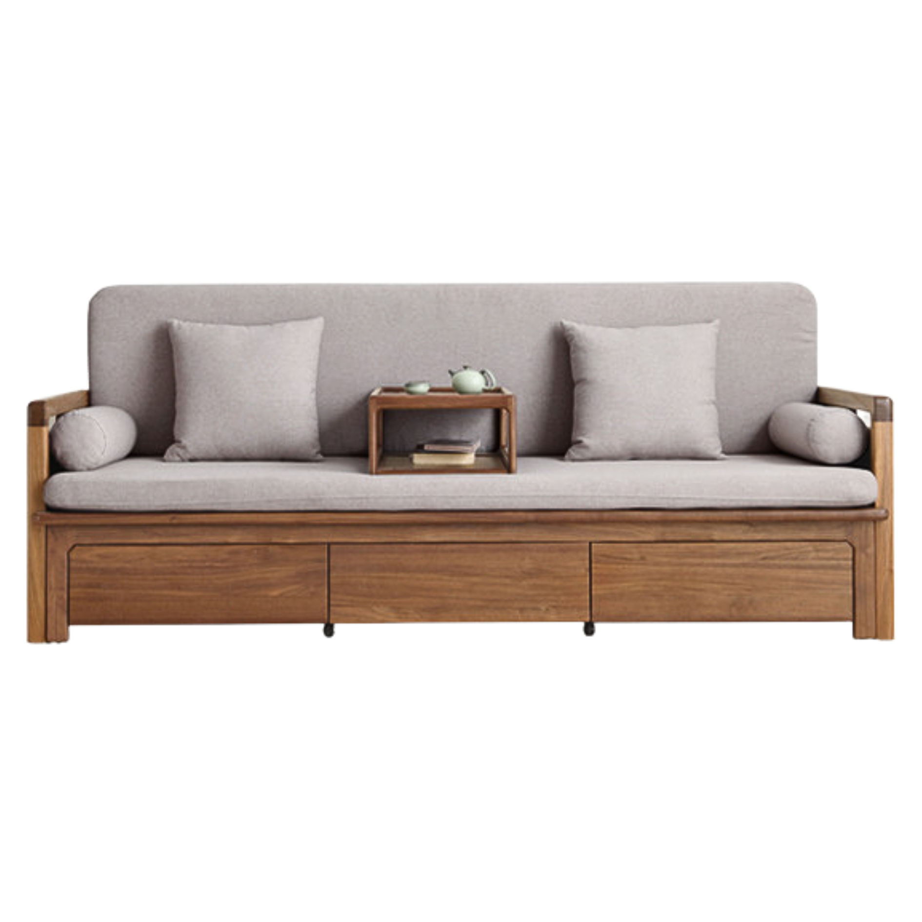 Ash solid wood retractable multifunctional box sofa bed: