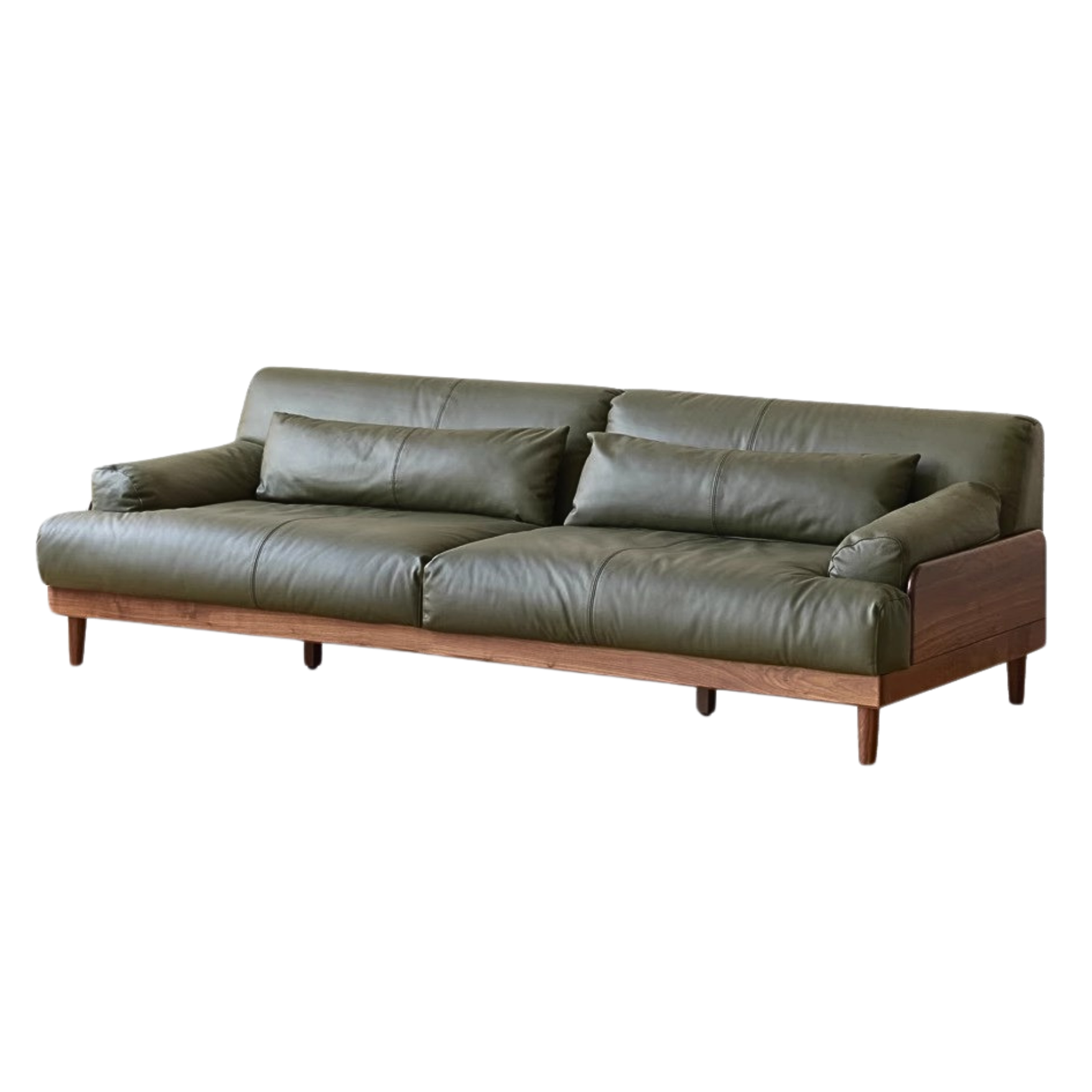 Black walnut solid wood leather down sofa