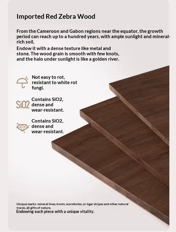 Red Zebrawood Solid Wood Modern Minimalist Chest of Drawers