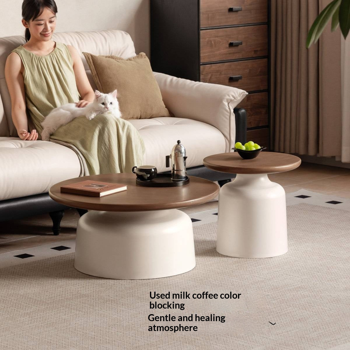 Solid Rubberwood Round Coffee Table