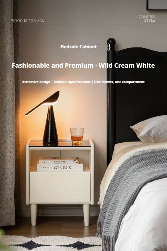 Solid Rubberwood Modern Nightstand