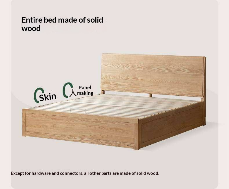 Oak Solid Wood Box Bed — Modern Minimalist Design