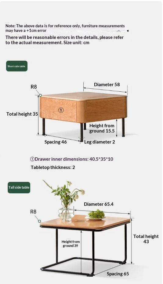 Cherry Solid Wood Combination Coffee Table Mid-Century Style
