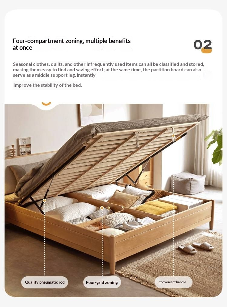 European Beech Solid Wood Multi-Functional Box Bed
